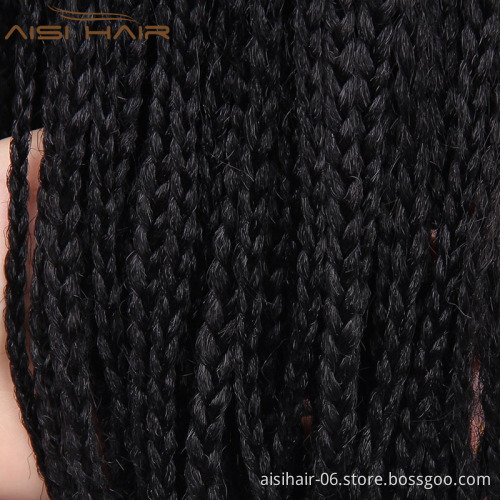 Aisi Hair Wholesale Medium Length Glueless Lace Front Wigs For Black Women Heat Resistant Braid Box Lace Front Three Braids Wigs